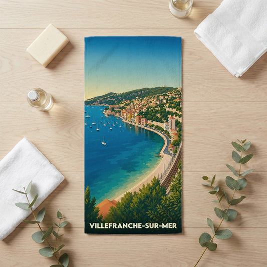 Serviette de bain 30 cm x 60 cm souvenir de Villefranche-sur-Mer