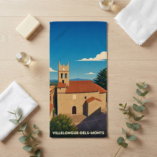 Serviette de bain 30 cm x 60 cm souvenir de Villelongue-dels-Monts