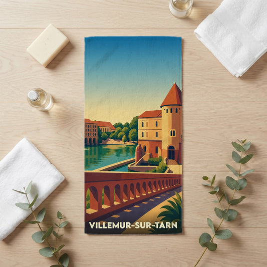 Serviette de bain 30 cm x 60 cm souvenir de Villemur-sur-Tarn