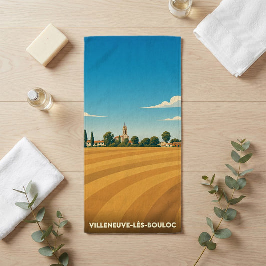 Serviette de bain 30 cm x 60 cm souvenir de Villeneuve-lès-Bouloc