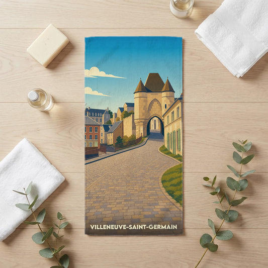 Serviette de bain 30 cm x 60 cm souvenir de Villeneuve-Saint-Germain