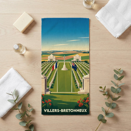 Serviette de bain 30 cm x 60 cm souvenir de Villers-Bretonneux
