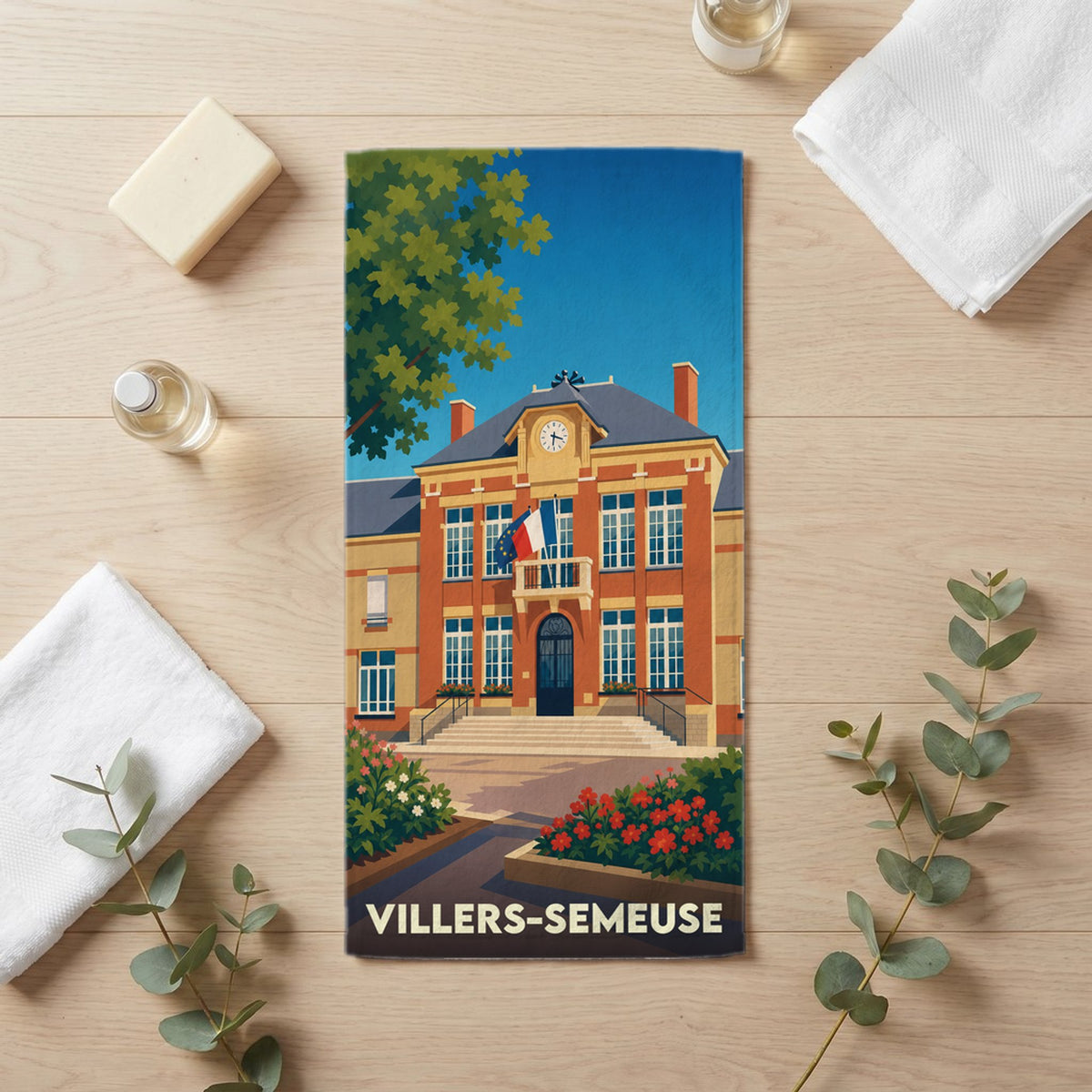 Serviette de bain 30 cm x 60 cm souvenir de Villers-Semeuse