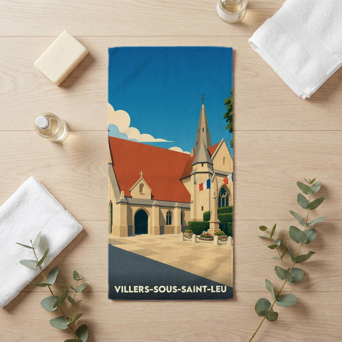 Serviette de bain 30 cm x 60 cm souvenir de Villers-sous-Saint-Leu