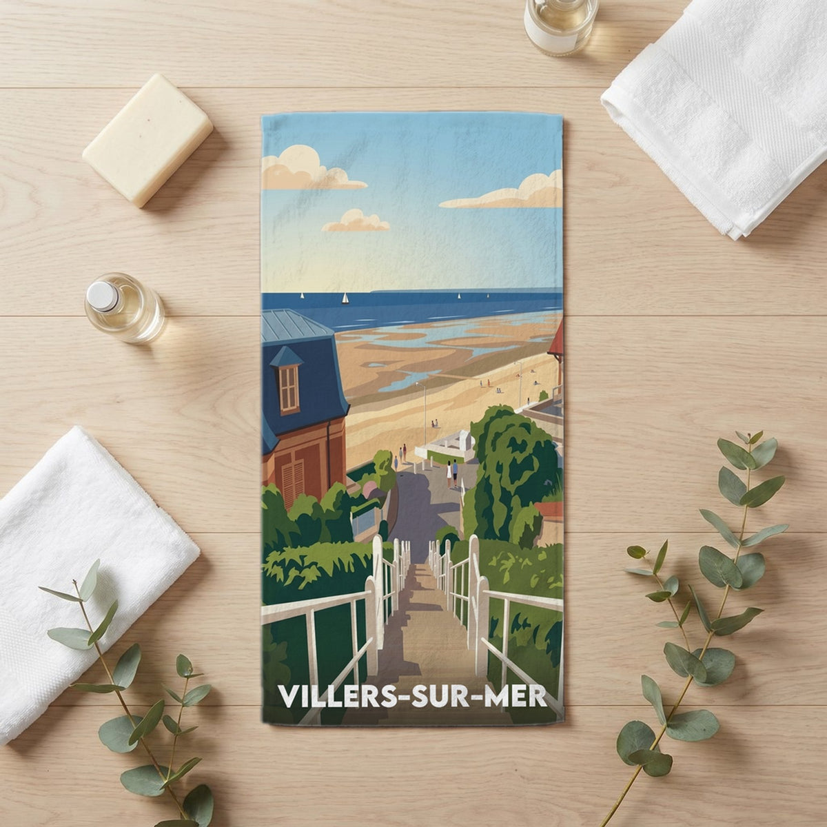 Serviette de bain 30 cm x 60 cm souvenir de Villers-sur-Mer