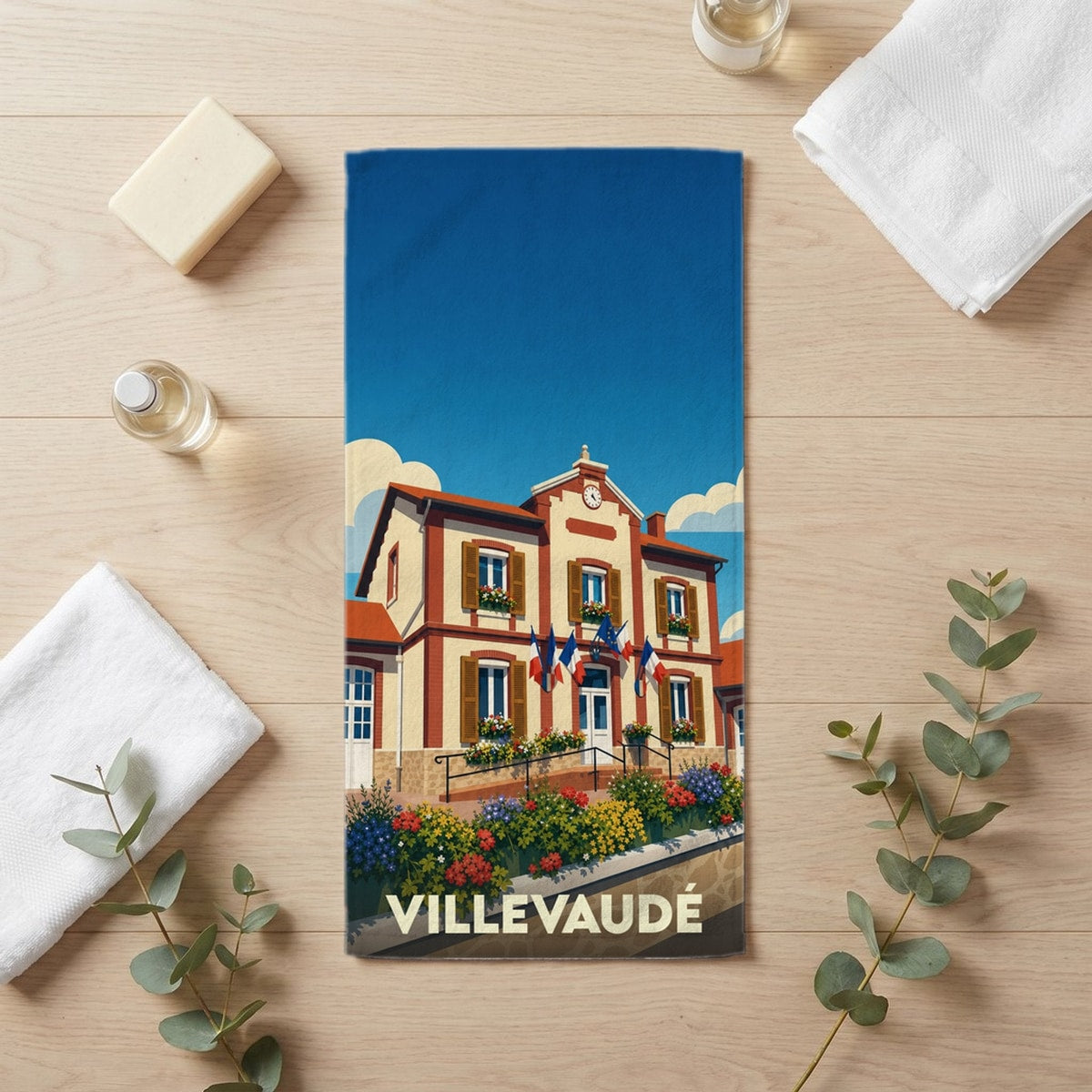 Serviette de bain 30 cm x 60 cm souvenir de Villevaudé