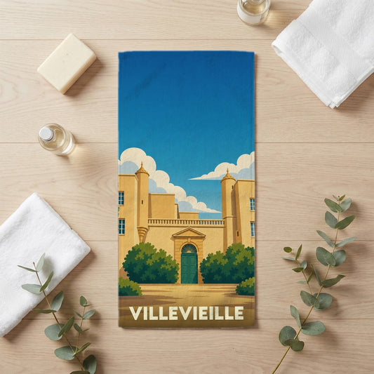 Serviette de bain 30 cm x 60 cm souvenir de Villevieille