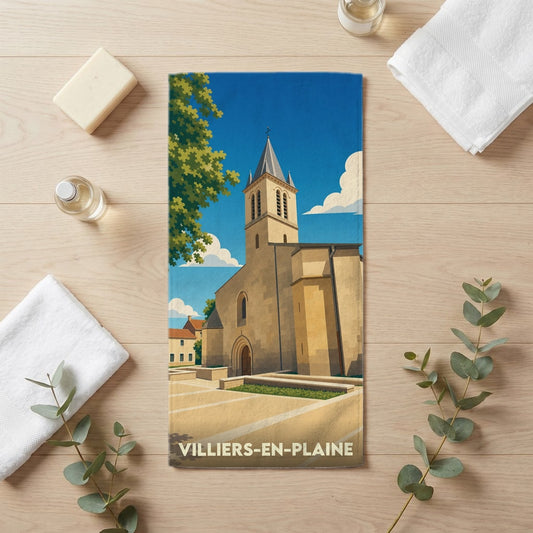 Serviette de bain 30 cm x 60 cm souvenir de Villiers-en-Plaine