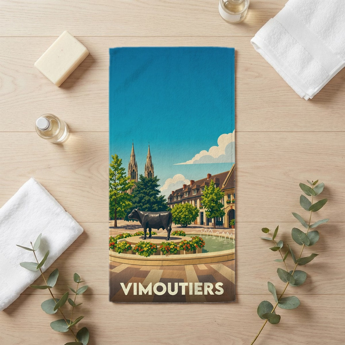 Serviette de bain 30 cm x 60 cm souvenir de Vimoutiers