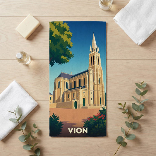 Serviette de bain 30 cm x 60 cm souvenir de Vion