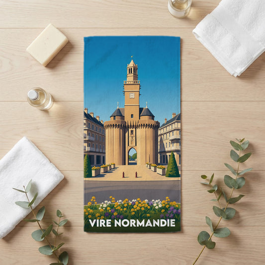 Serviette de bain 30 cm x 60 cm souvenir de Vire Normandie