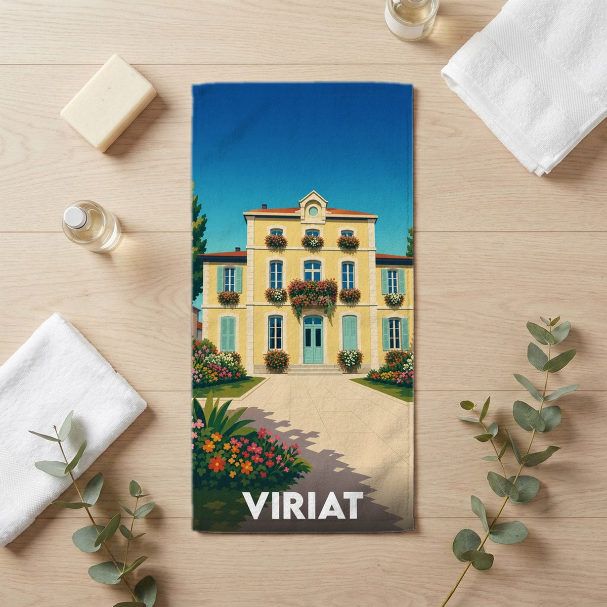 Serviette de bain 30 cm x 60 cm souvenir de Viriat