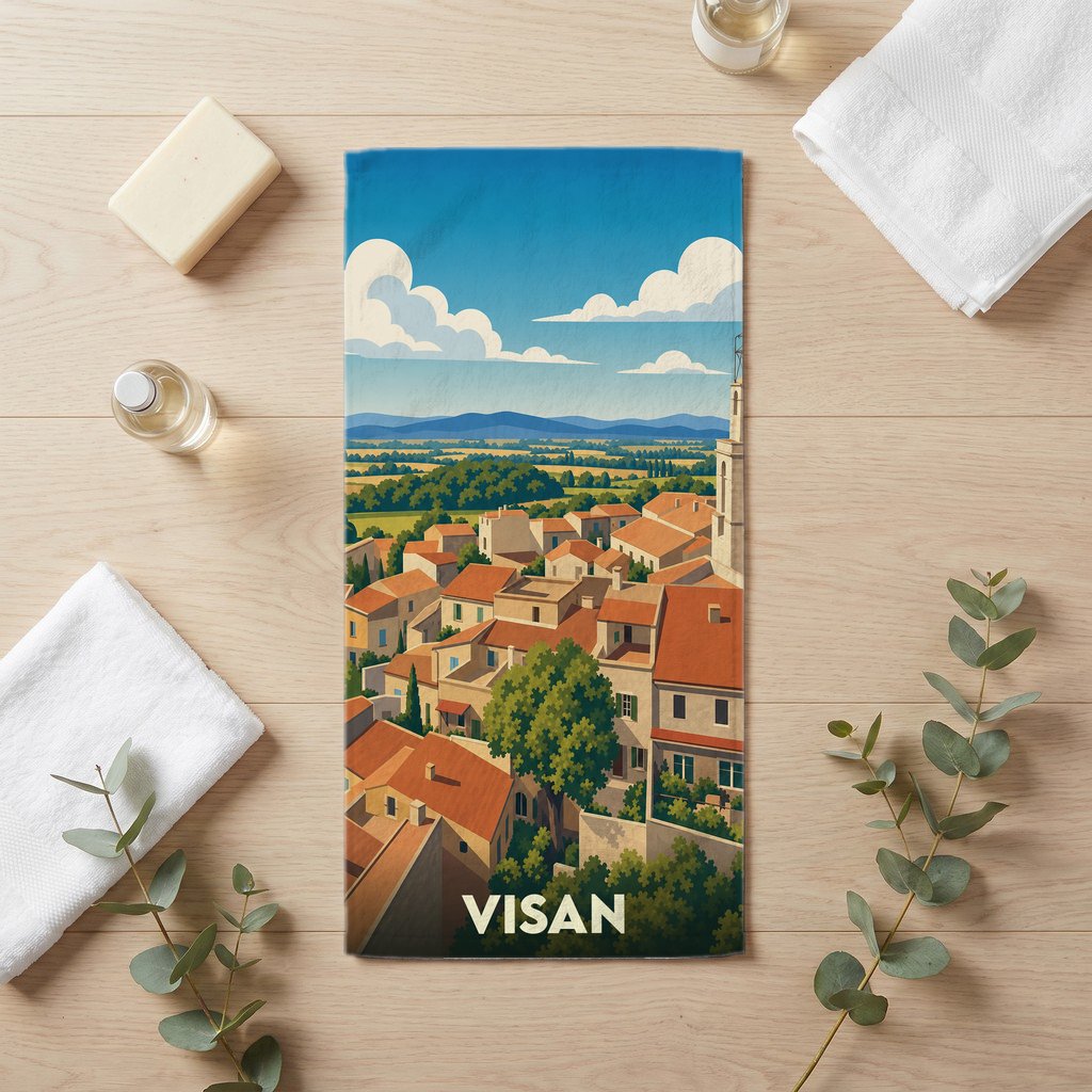 Serviette de bain 30 cm x 60 cm souvenir de Visan