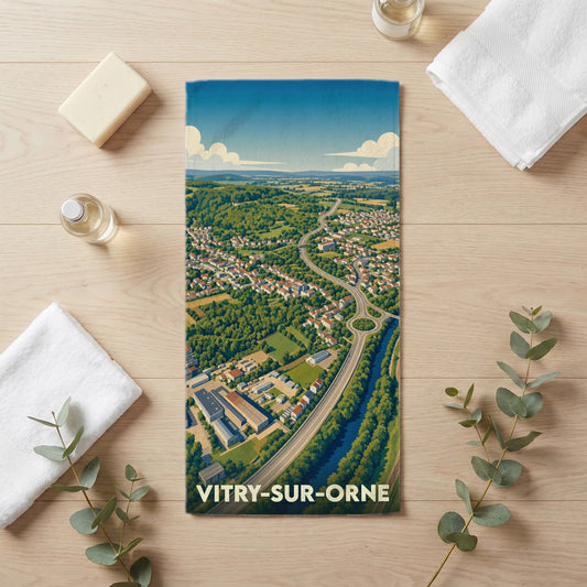 Serviette de bain 30 cm x 60 cm souvenir de Vitry-sur-Orne