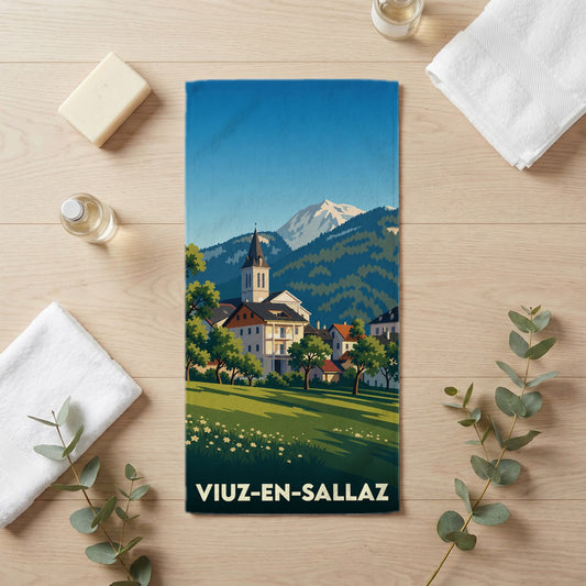 Serviette de bain 30 cm x 60 cm souvenir de Viuz-en-Sallaz