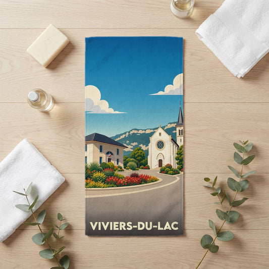 Serviette de bain 30 cm x 60 cm souvenir de Viviers-du-Lac