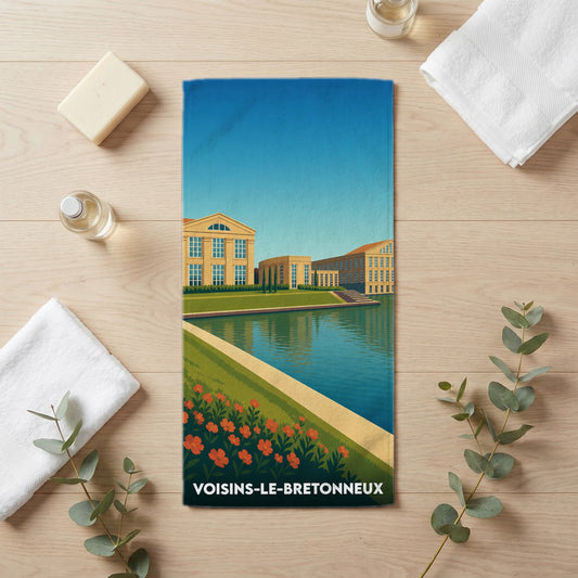 Serviette de bain 30 cm x 60 cm souvenir de Voisins-le-Bretonneux