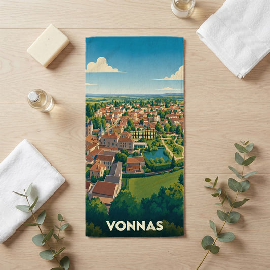Serviette de bain 30 cm x 60 cm souvenir de Vonnas