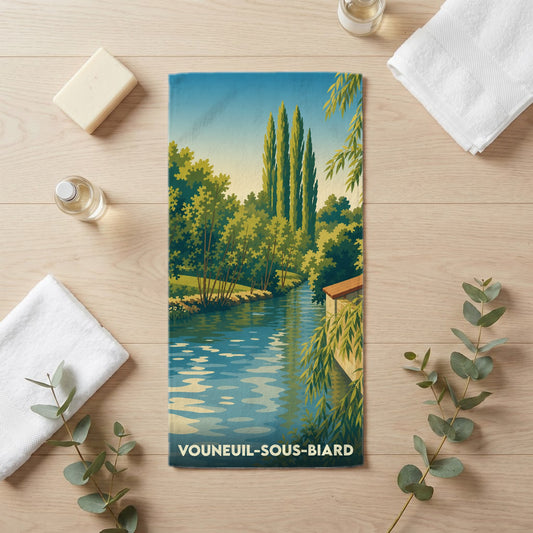 Serviette de bain 30 cm x 60 cm souvenir de Vouneuil-sous-Biard