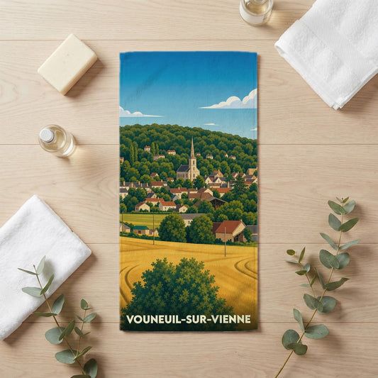 Serviette de bain 30 cm x 60 cm souvenir de Vouneuil-sur-Vienne