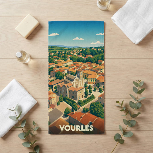 Serviette de bain 30 cm x 60 cm souvenir de Vourles