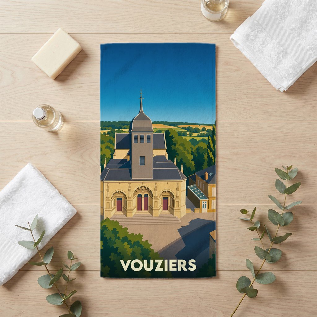 Serviette de bain 30 cm x 60 cm souvenir de Vouziers
