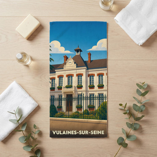 Serviette de bain 30 cm x 60 cm souvenir de Vulaines-sur-Seine