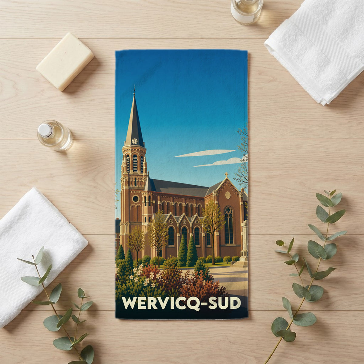 Serviette de bain 30 cm x 60 cm souvenir de Wervicq-Sud