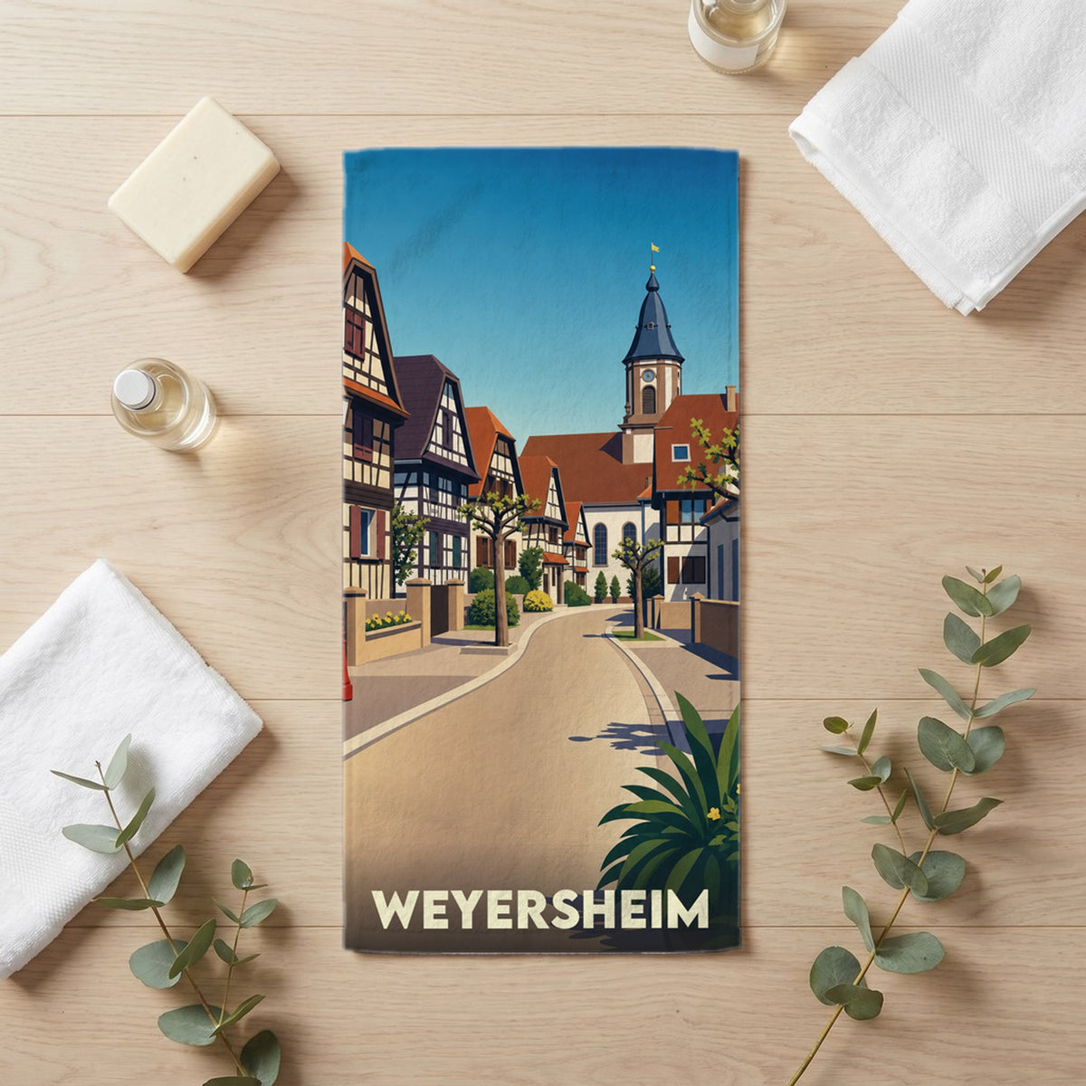 Serviette de bain 30 cm x 60 cm souvenir de Weyersheim