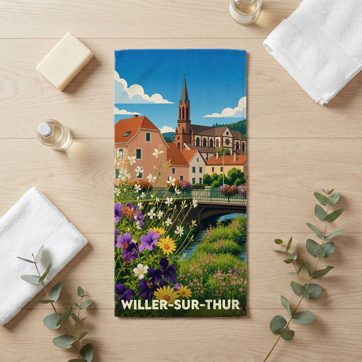 Serviette de bain 30 cm x 60 cm souvenir de Willer-sur-Thur