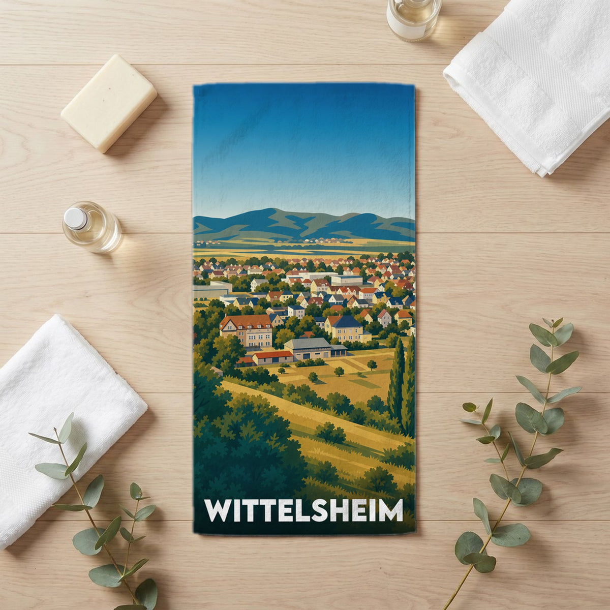 Serviette de bain 30 cm x 60 cm souvenir de Wittelsheim