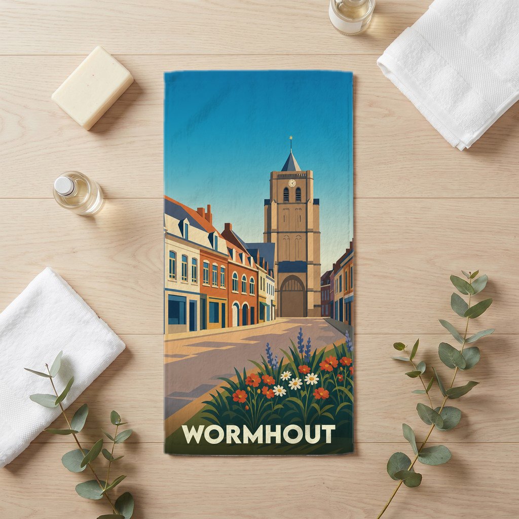 Serviette de bain 30 cm x 60 cm souvenir de Wormhout