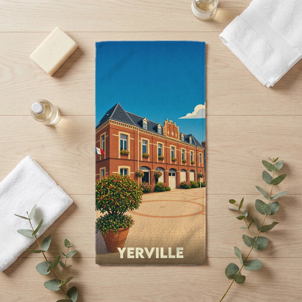 Serviette de bain 30 cm x 60 cm souvenir de Yerville