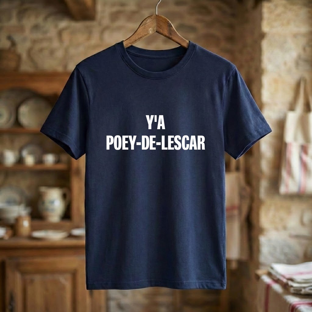 T-shirt bleu marine souvenir de la commune de Poey-de-Lescar.