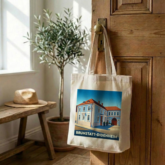 Tote bag souvenir de la ville de Brunstatt-Didenheim avec une illustration stylisée.