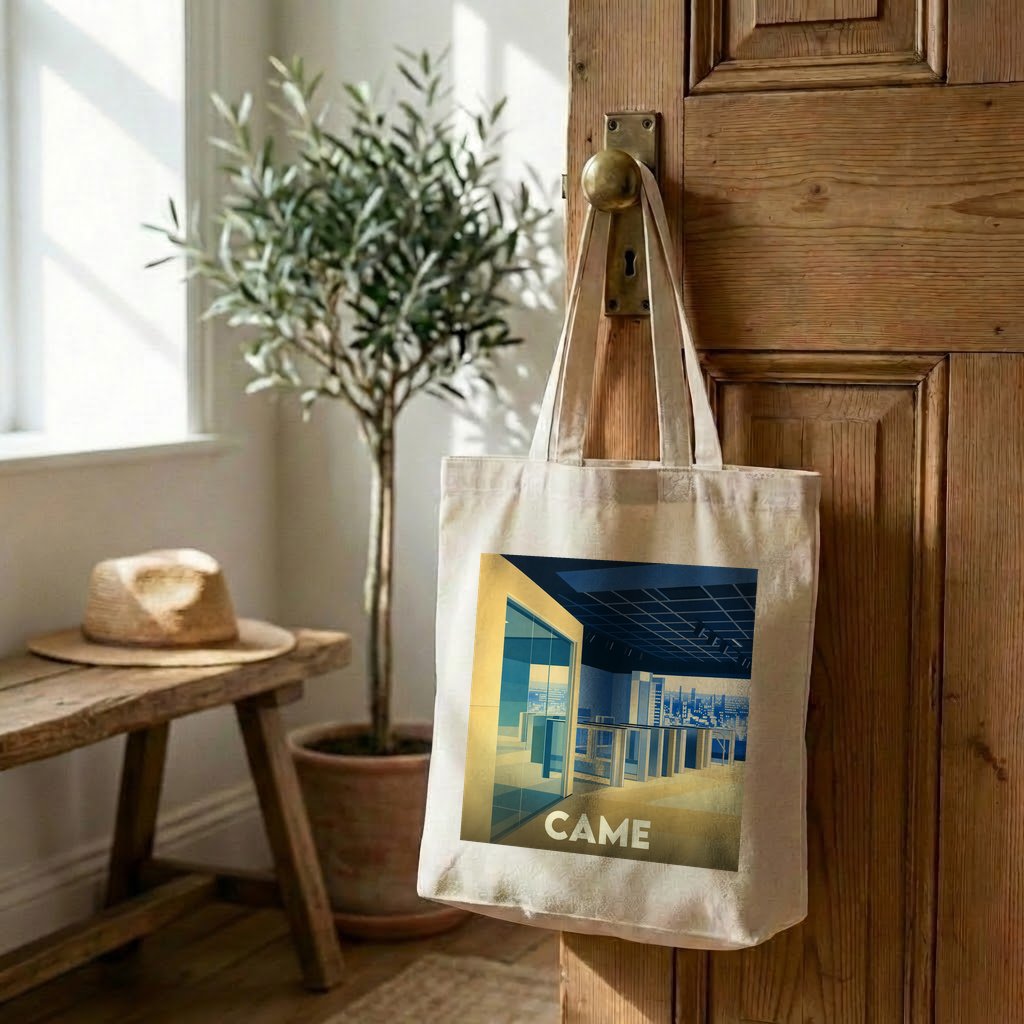 Tote bag souvenir de la ville de Came avec une illustration stylisée.