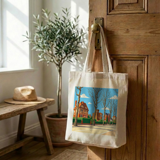 Tote bag souvenir de la ville de Lambersart avec une illustration stylisée.