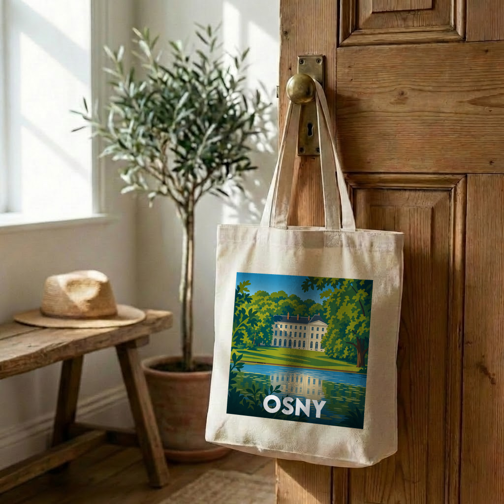 Tote bag souvenir de la ville d'Osny avec une illustration stylisée.