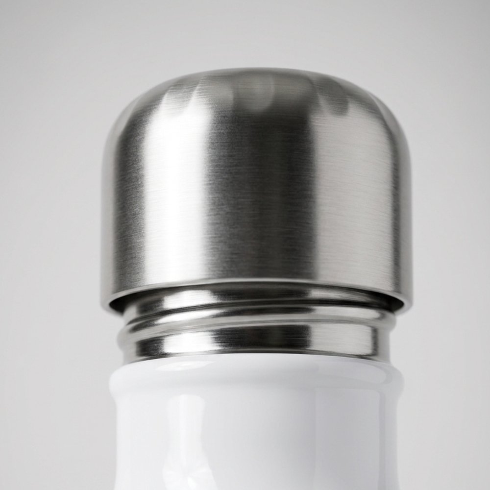 Détail du bouchon en acier inoxydable de la gourde